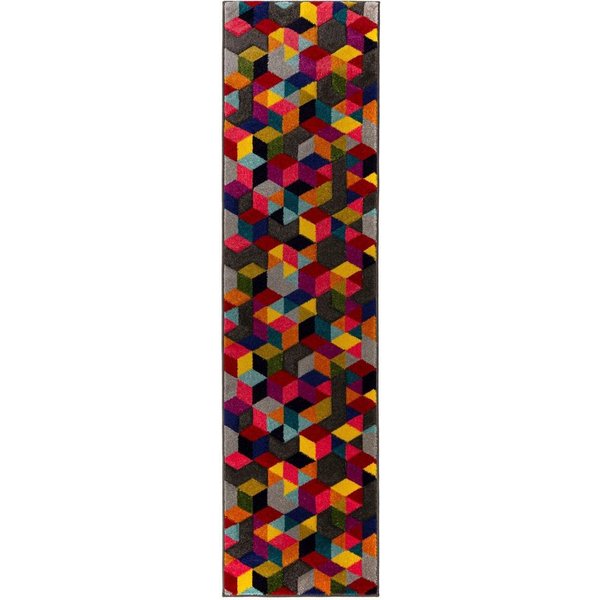 FLAIR RUGS Läufer Dynamic, rechteckig, Höhe: 10 mm, fußbodenheizungsgeeignet, Cube Muster, bunt, Wohnzimmer, Läufer
