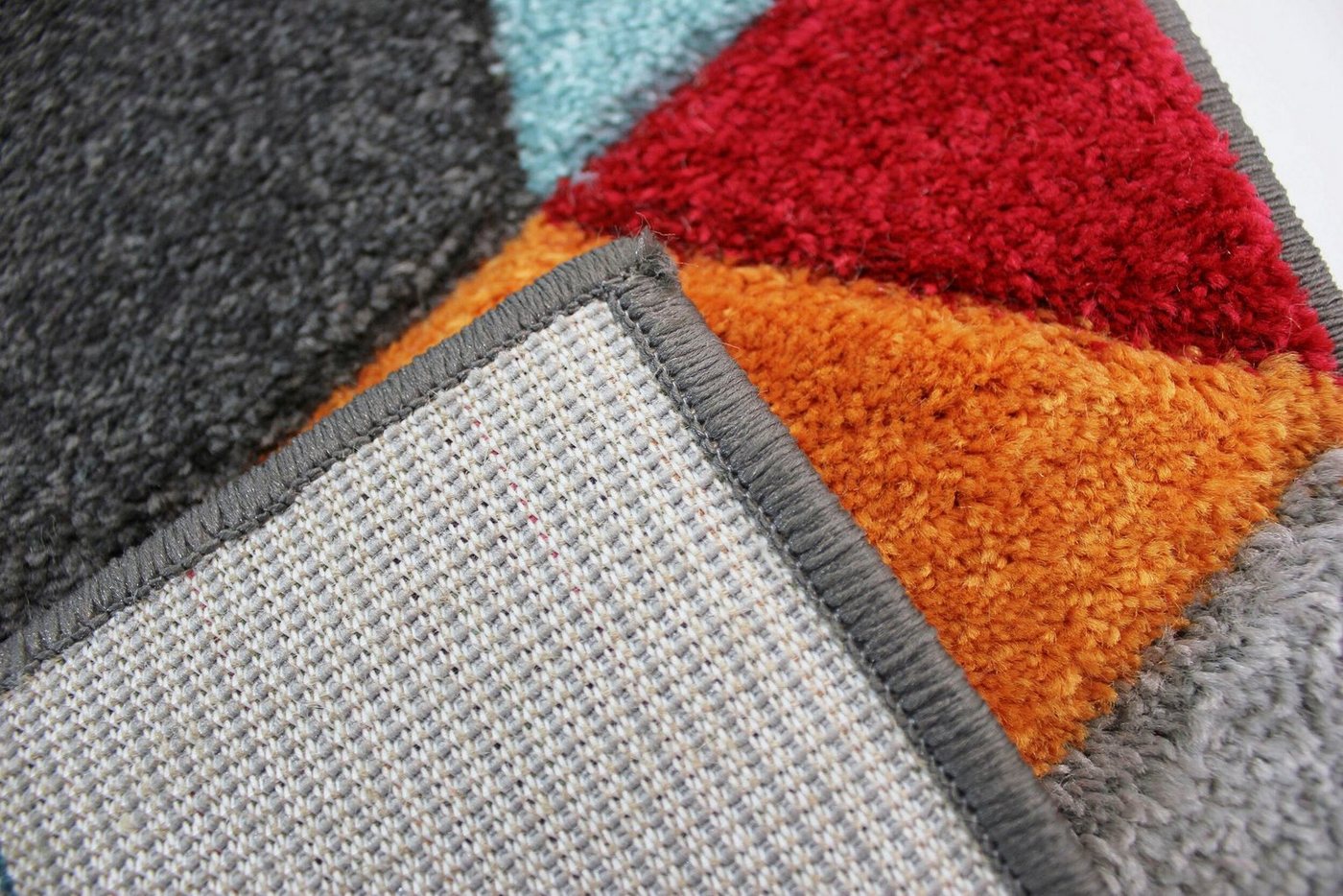 FLAIR RUGS Läufer Dynamic, rechteckig, Höhe: 10 mm, fußbodenheizungsgeeignet, Cube Muster, bunt, Wohnzimmer, Läufer – Bild 4 von 5