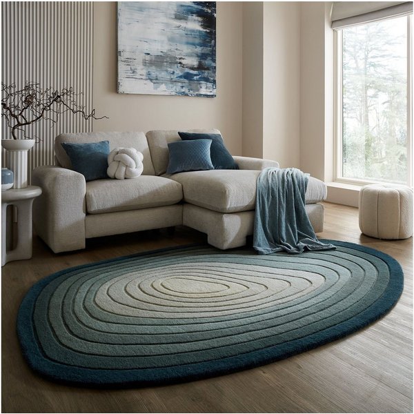 FLAIR RUGS Teppich PUDDLE OMBRE WOOL, rechteckig, Höhe: 11 mm, Wollteppich in Pfützenform