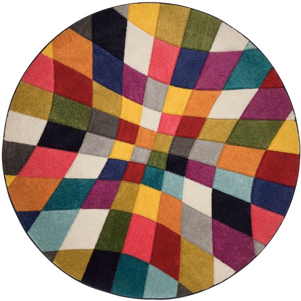 FLAIR RUGS Teppich Rhumba, rund, Höhe: 10 mm, fußbodenheizungsgeeignet, geometrisches & buntes Muster, Rauten
