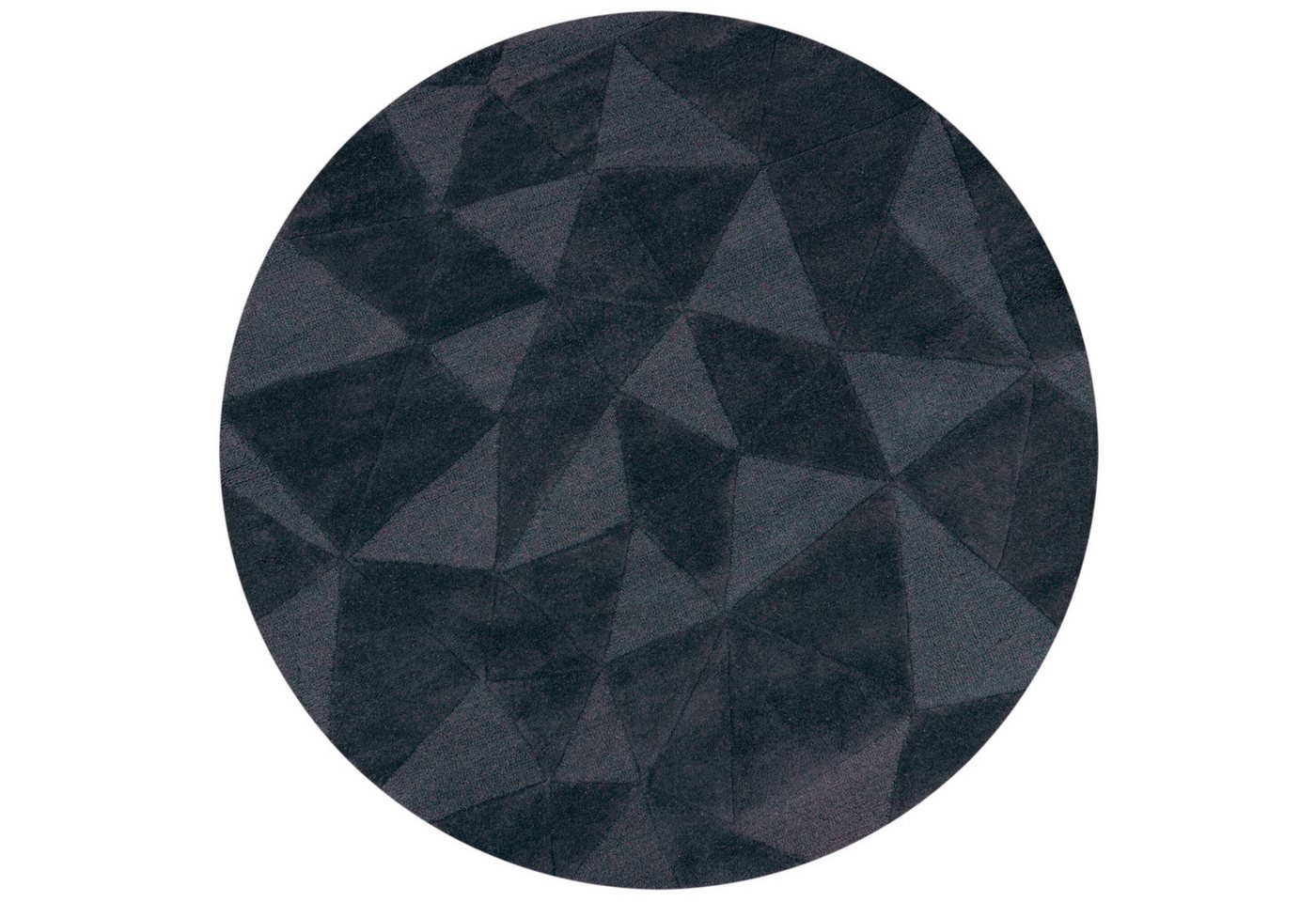FLAIR RUGS Teppich SHARD, rund, Höhe: 10 mm, Hoch-Tief Effekt, Handgearbeitet, 100 % Wollflor – Bild 2 von 5