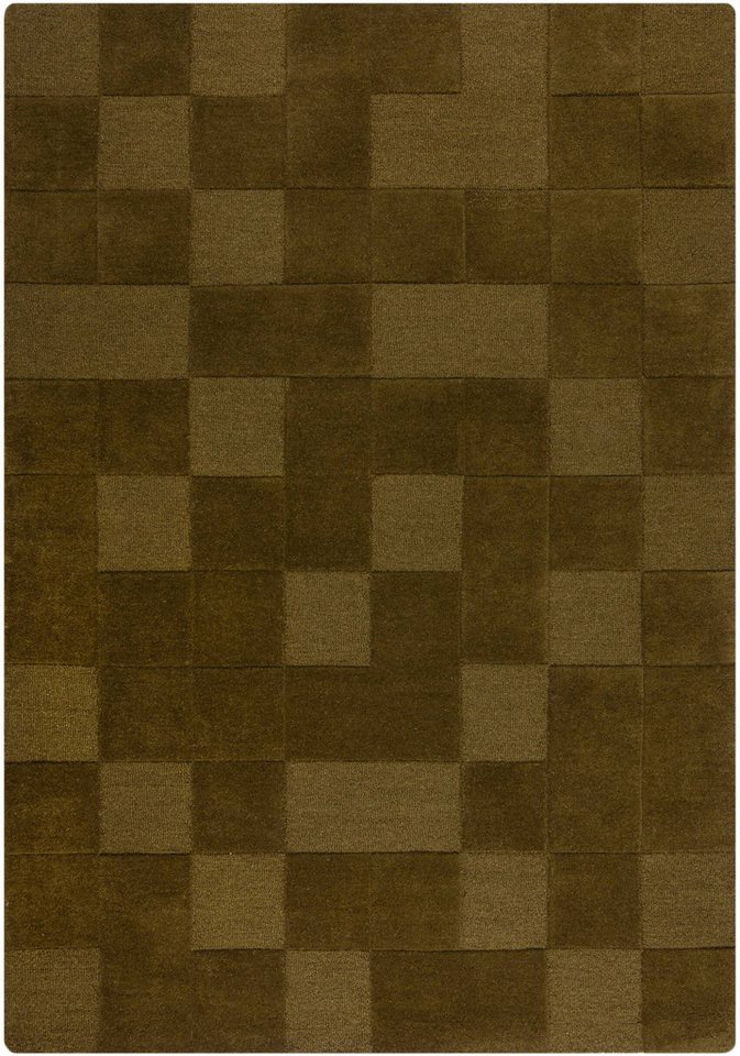 FLAIR RUGS Wollteppich CHECKERBOARD, rechteckig, Höhe: 10 mm, Hoch-Tief-Effekt, Wohnzimmer, Schlafzimmer, 100 % Wollflor – Bild 2 von 5