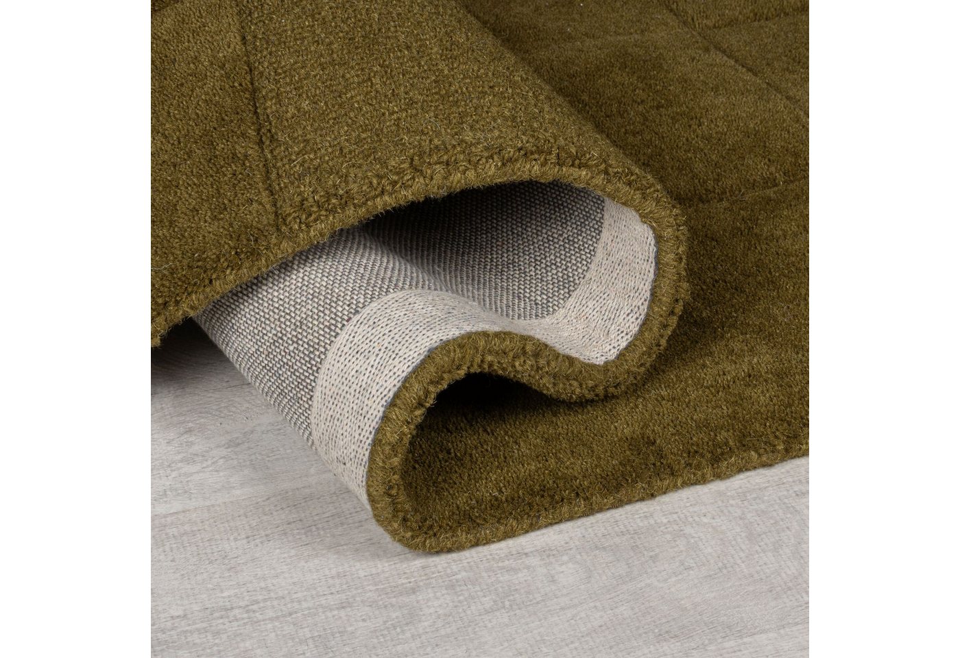 FLAIR RUGS Wollteppich CHECKERBOARD, rechteckig, Höhe: 10 mm, Hoch-Tief-Effekt, Wohnzimmer, Schlafzimmer, 100 % Wollflor – Bild 3 von 5