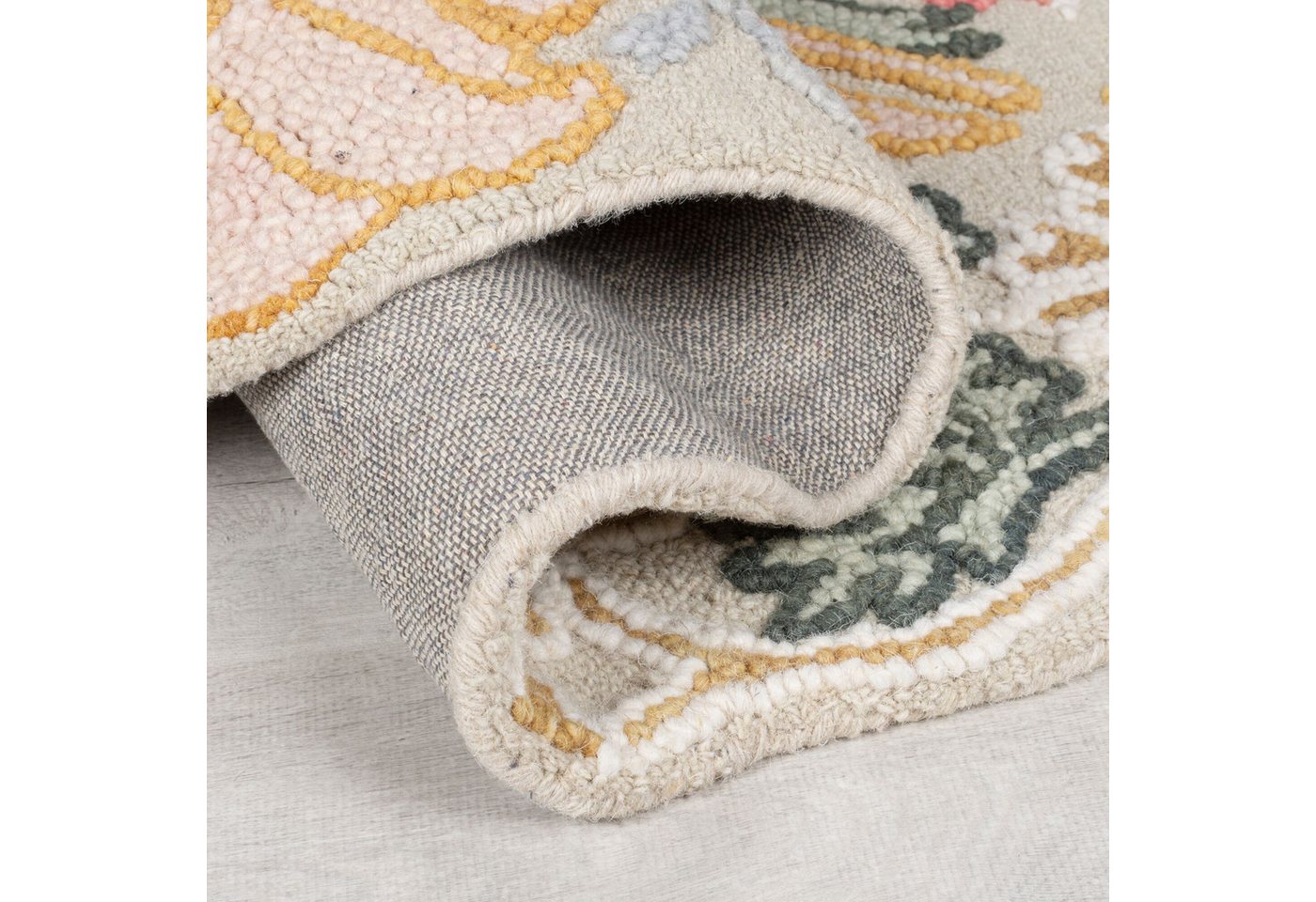 FLAIR RUGS Wollteppich Daphne Floral, 100% Wolle auch als Läufer, rechteckig, Höhe: 10 mm, organischen Blumenmotive, Wohnzimmer, Schlafzimmer, Esszimmer – Bild 3 von 5