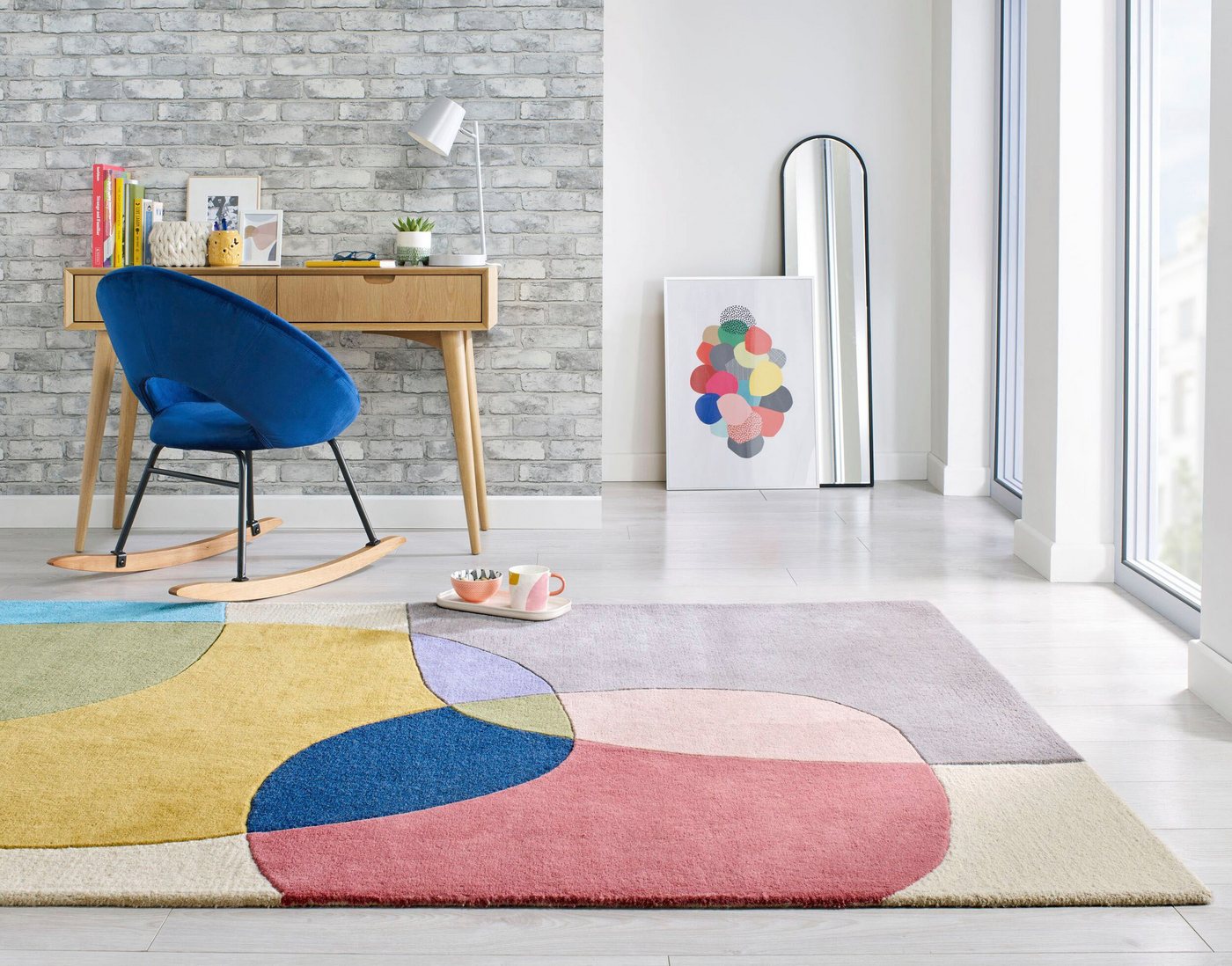 FLAIR RUGS Wollteppich Glow, gemustert & modern, rechteckig, Höhe: 8 mm, fußbodenheizungsgeeignet, mit Hoch-Tief-Effekt – Bild 2 von 5