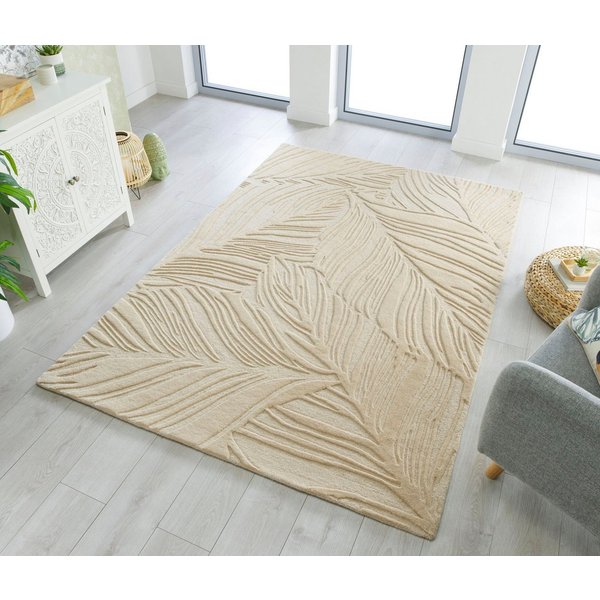 FLAIR RUGS Wollteppich LINO LEAF, rechteckig, Höhe: 10 mm, Hoch-Tief Effekt