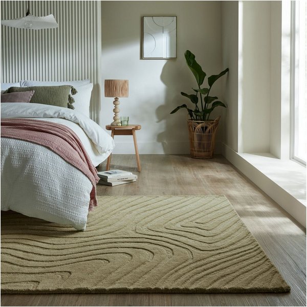 FLAIR RUGS Wollteppich Mesmerise, abstrakt, rechteckig, Höhe: 14 mm, Wollteppich mit Hoch-Tief Effekt