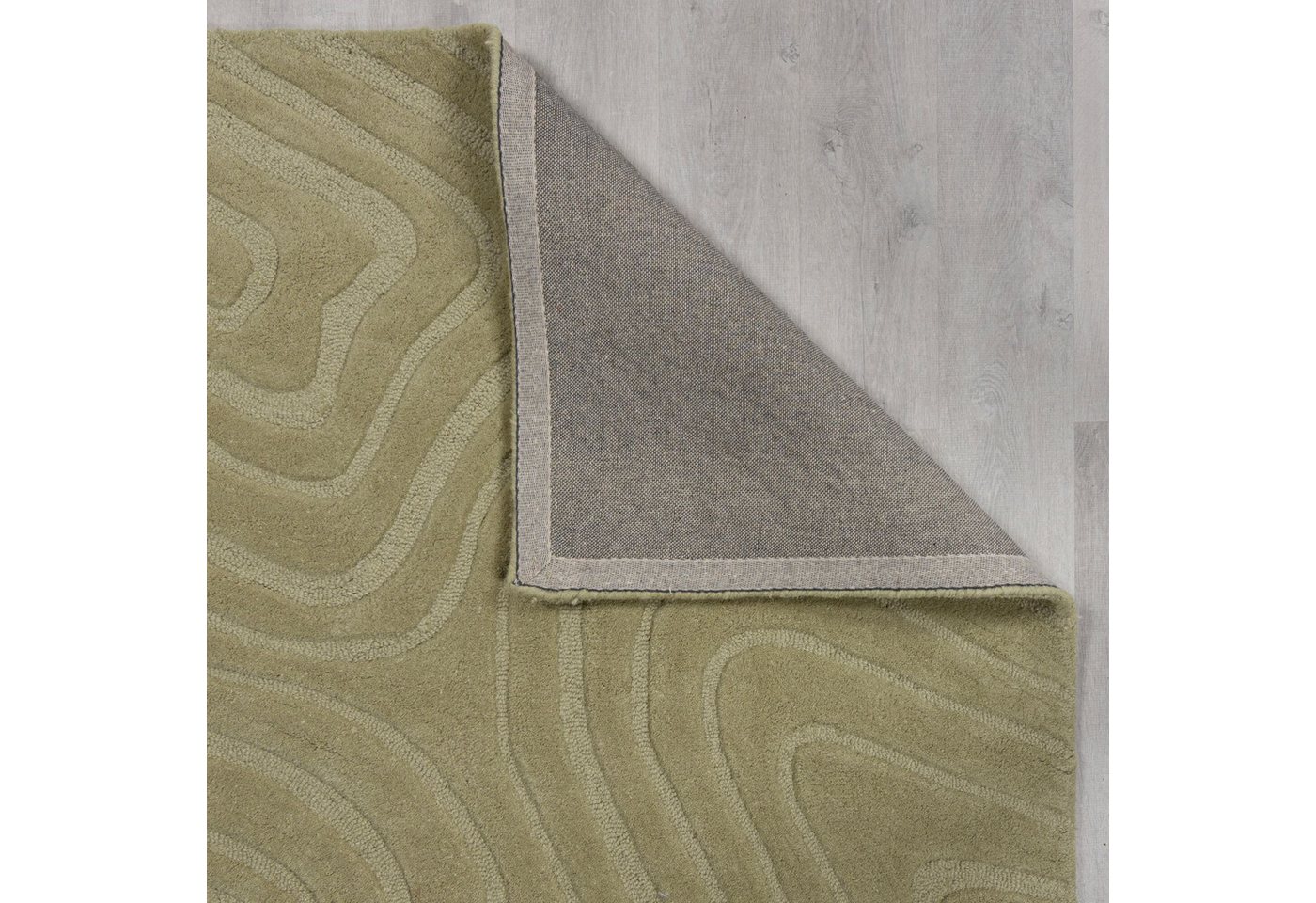 FLAIR RUGS Wollteppich Mesmerise, abstrakt, rechteckig, Höhe: 14 mm, Wollteppich mit Hoch-Tief Effekt – Bild 3 von 5