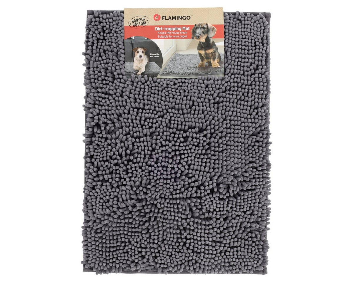 Flamingo Tierdecke Schmutzfangmatte Fluffy rechteckig grau – Bild 2 von 2