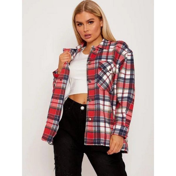 Worldclassca Flanellbluse Worldclassca Oversized Karo Hemd Hemdjacke Kariert Holzfällerhemd Neue Kollektion - Stilvolle und gemütliche Mode für Damen