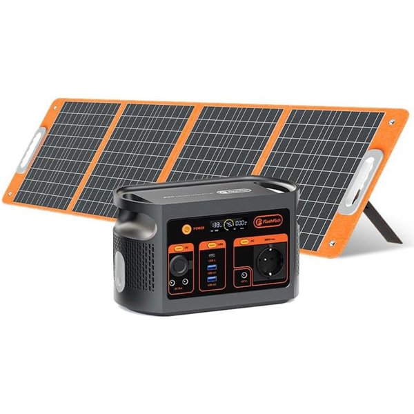 Flashfish Stromerzeuger 300W Tragbares,179,2Wh LiFePO4 Akku, Schnellladung 0–80% in 1, 0,3 in kW, Multifunktions Solar Generator für Camping, Draußen, Reisen, N
