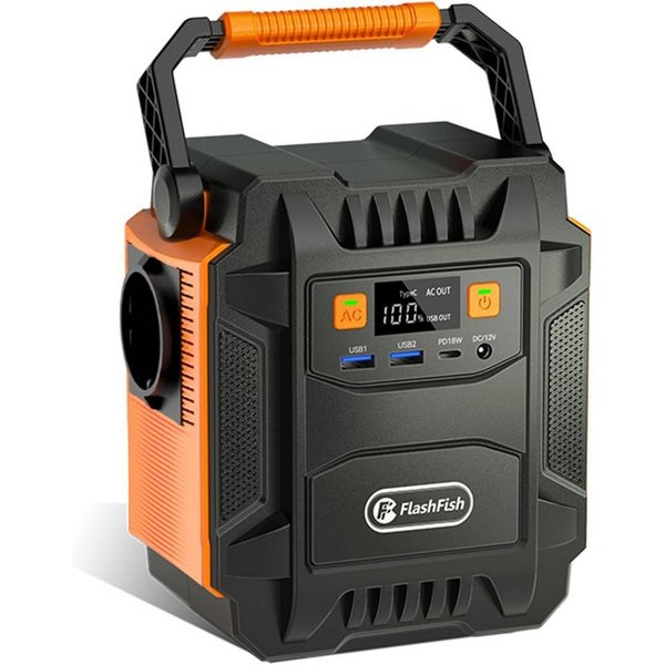 Flashfish Stromerzeuger Powerstation 200W, 172Wh Stromgenerator Solar, AC-Ausgang 230V, 0,4 in kW