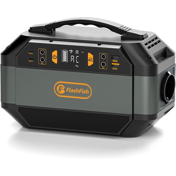 Flashfish Stromerzeuger Tragbare Powerstation 330W(600W Spitze),288,6Wh Akku,9 Ausgänge, 0,3 in kW, für Camping Wohnmobil und als Notstromaggregat