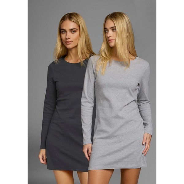 Flashlights Shirtkleid Basic-Schnitt mit Rundhals und langen Ärmeln (Packung, 2-er Pack) aus weichem Interlock-Stoff, figurnaher Schnitt