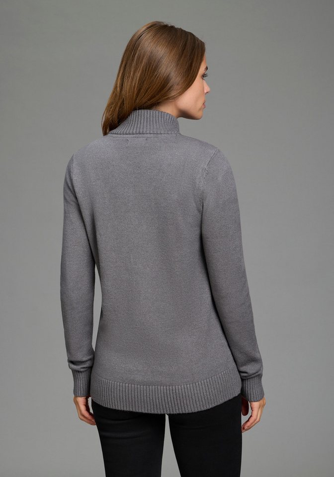 Flashlights Strickjacke mit Reißverschluss, figurumspielende Passform aus weicher Viskosemischung, mit Stehkragen – Bild 2 von 5
