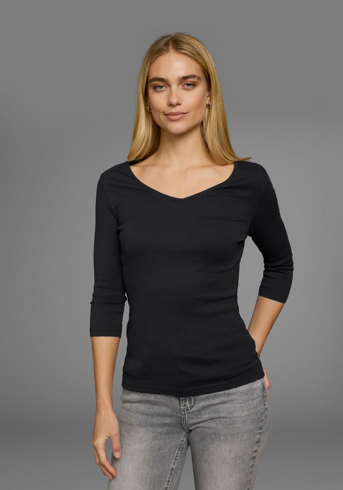 Flashlights V-Shirt (2er-Pack) unifarben, V-Ausschnitt, Basic-Stil, aus Baumwolle, im 2er-Pack – Bild 4 von 5