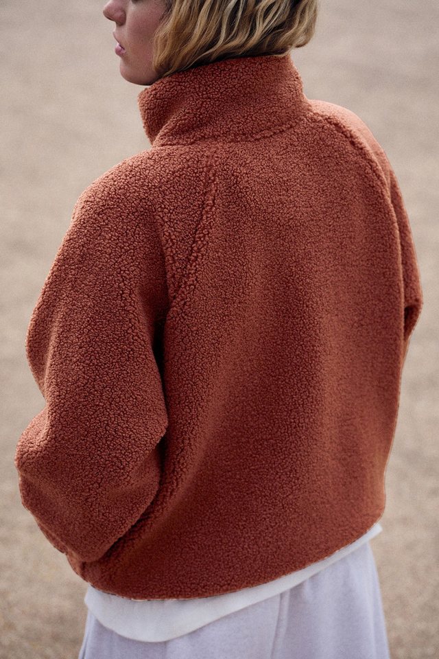 self Fleecejacke Self. Borg-Pullover mit Druckknopfausschnitt (1-St) – Bild 2 von 5