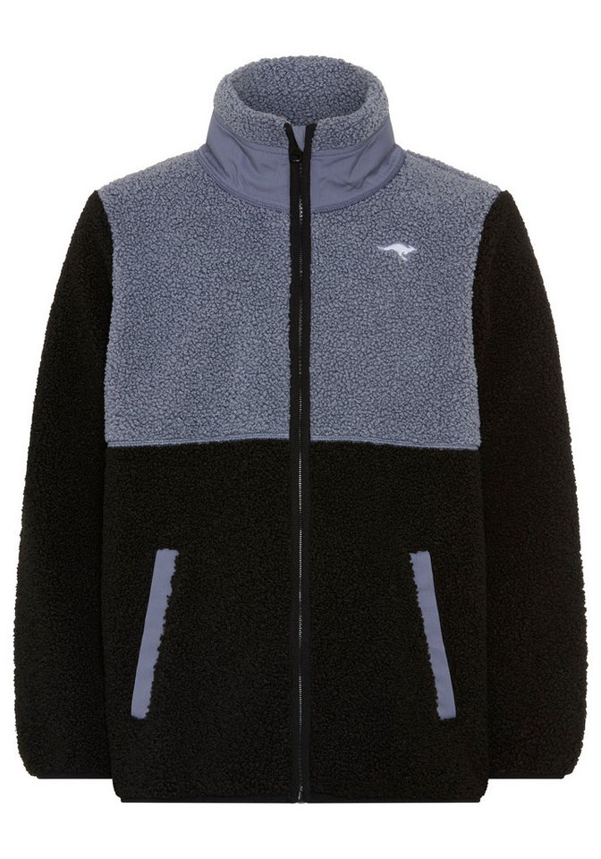 KangaROOS Fleecejacke Teddy-Fleecejacke mit kontrastfarbigen Einsatz und KangaROOS Stickerei Colorblocking Teddy-Fleecejacke mit Stehkragen – Bild 2 von 4