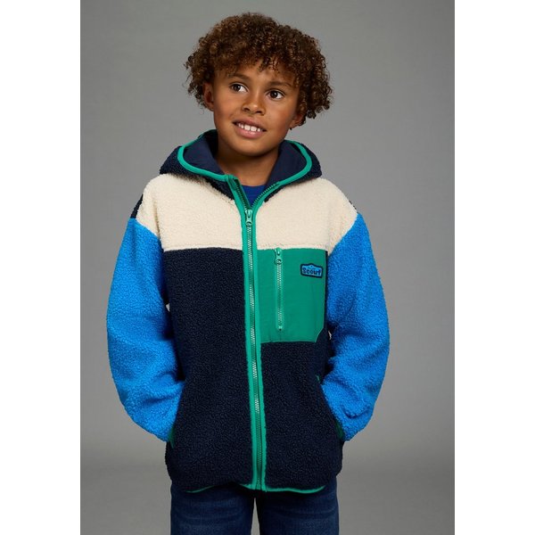 Scout Fleecejacke Tedey-Fleecejacke Colorblocking - NEU von SCOUT Teddyplüschjacke mit Kapuze und Stehkragen, hüftlanger Schnitt