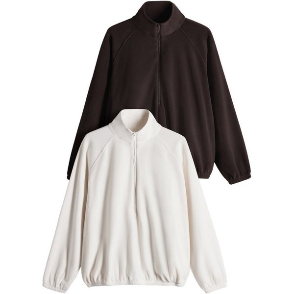 The Set Fleecejacke The Set Microfleece-Pullover mit RV, 2er-Pack (2-St)