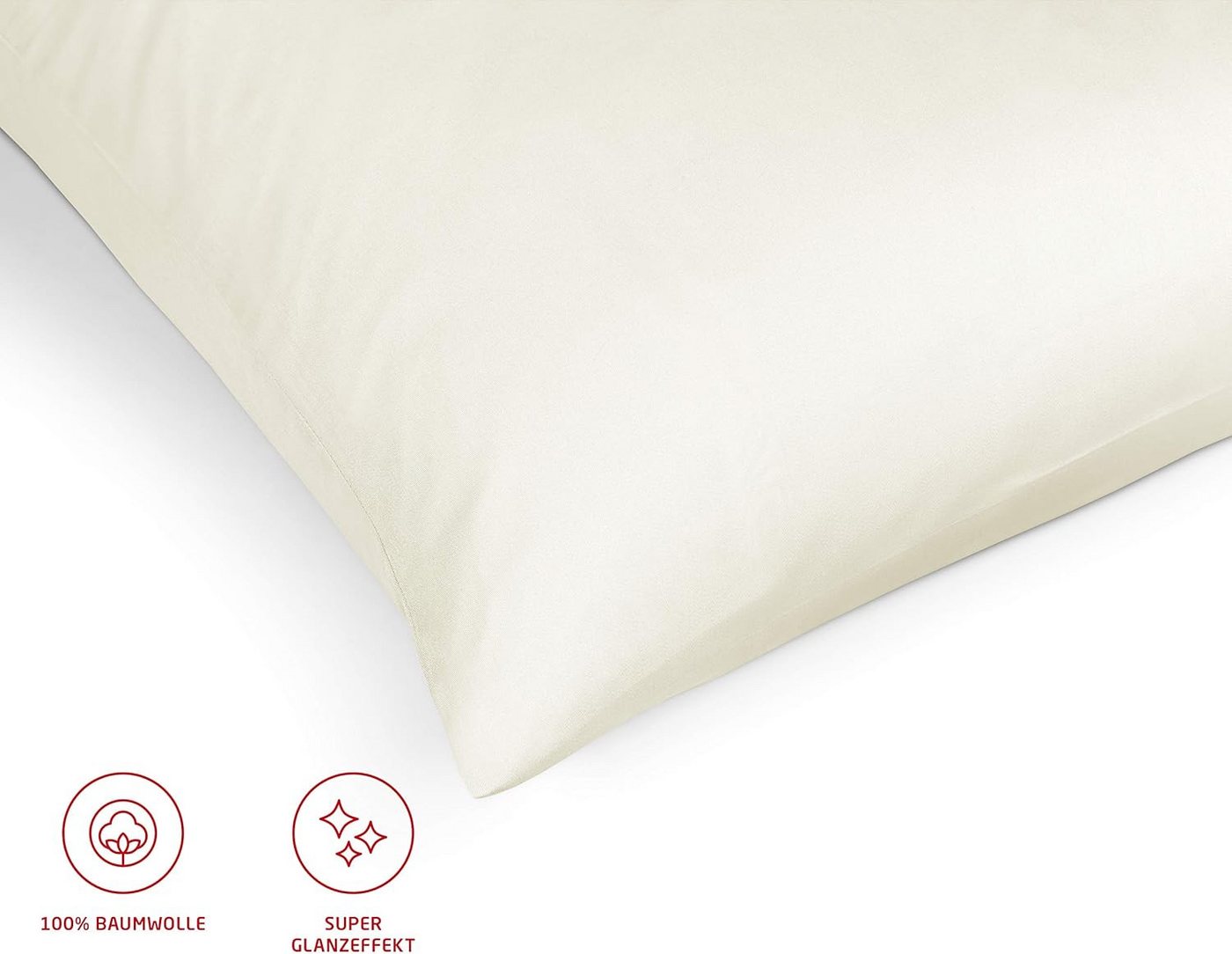 fleuresse Bettwäsche Colours, 100% Baumwolle, 2 teilig, Uni-Mako-Satin, superweich, atmungsaktiv, hochwertige Reißverschlüsse – Bild 3 von 5