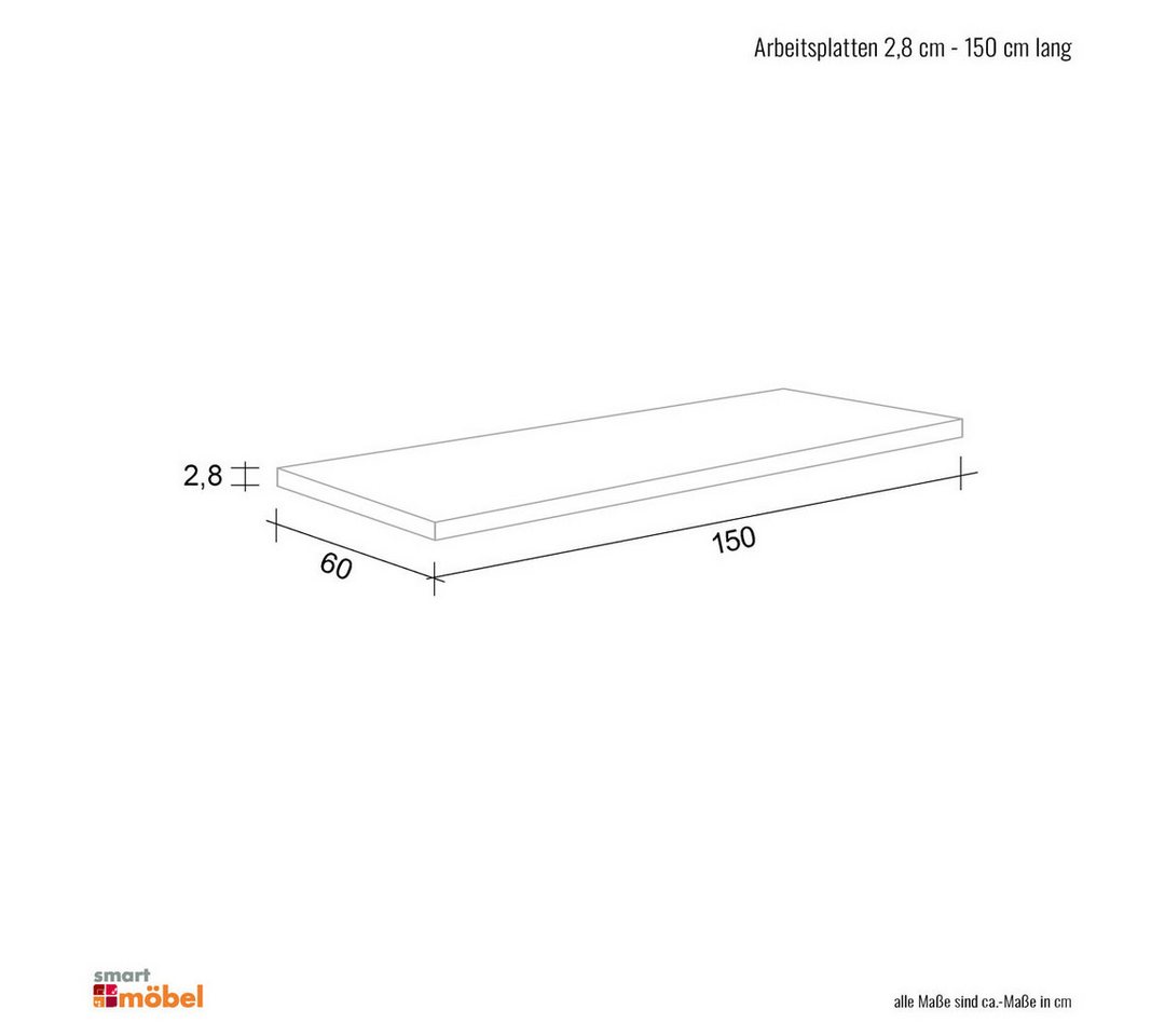 Flex-Well Arbeitsplatte Arbeitsplatte - 150 x 60 x 2,8 cm - Sonoma Eiche – Salerno – Bild 4 von 5
