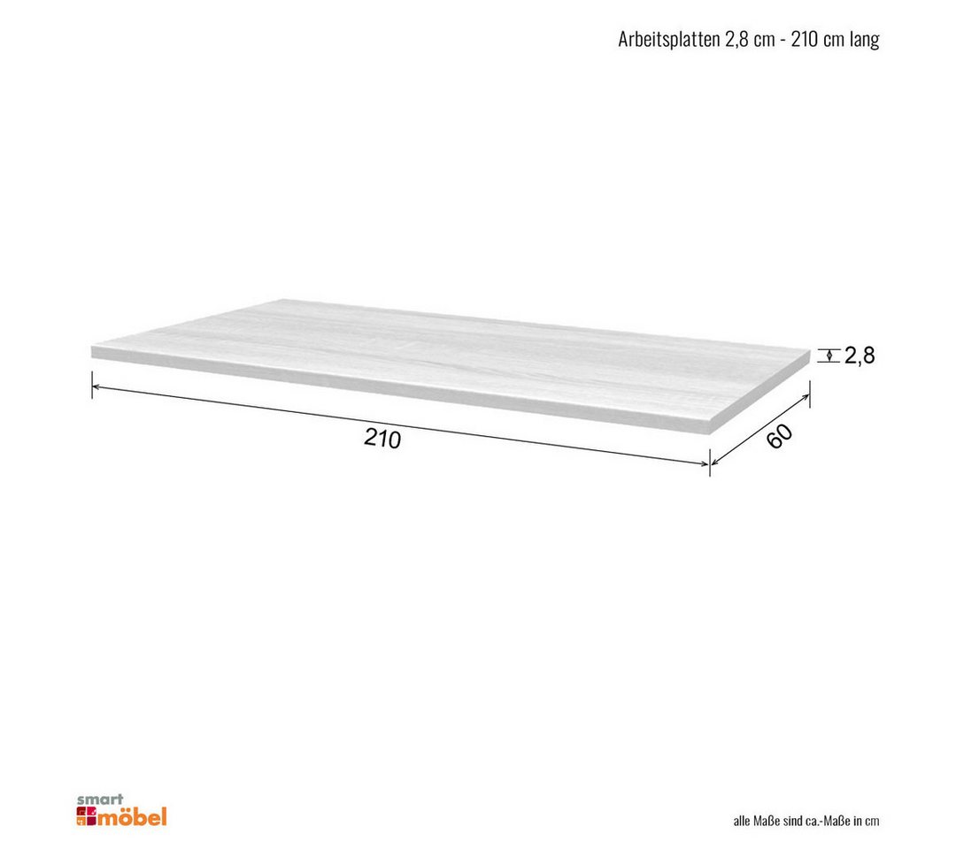 Flex-Well Arbeitsplatte Arbeitsplatte - 210 x 60 x 2,8 cm - Sonoma Eiche – Salerno – Bild 3 von 5