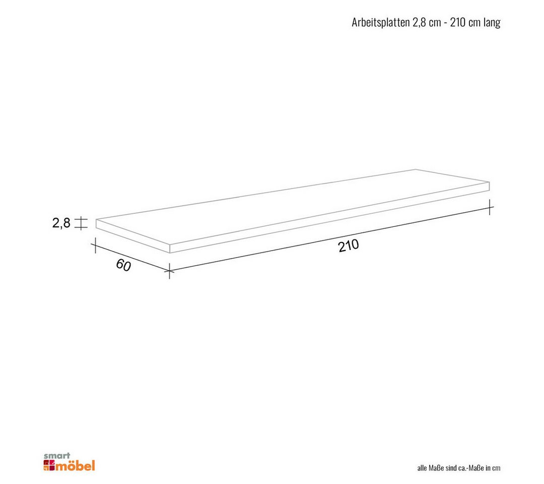 Flex-Well Arbeitsplatte Arbeitsplatte - 210 x 60 x 2,8 cm - Sonoma Eiche – Salerno – Bild 4 von 5
