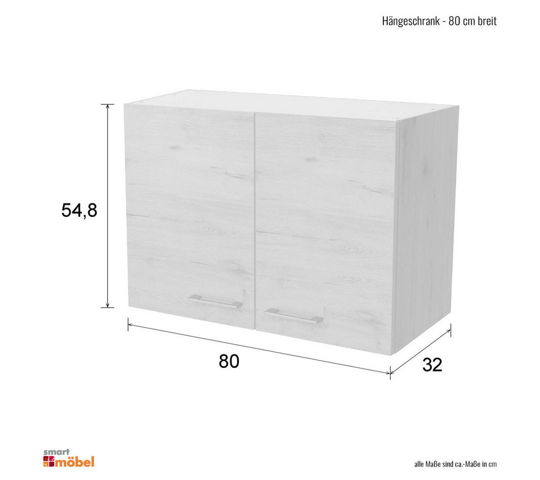 Flex-Well Hängeschrank Hängeschrank Küche - 80 cm breit - Sonoma Eiche – Salerno – Bild 3 von 5