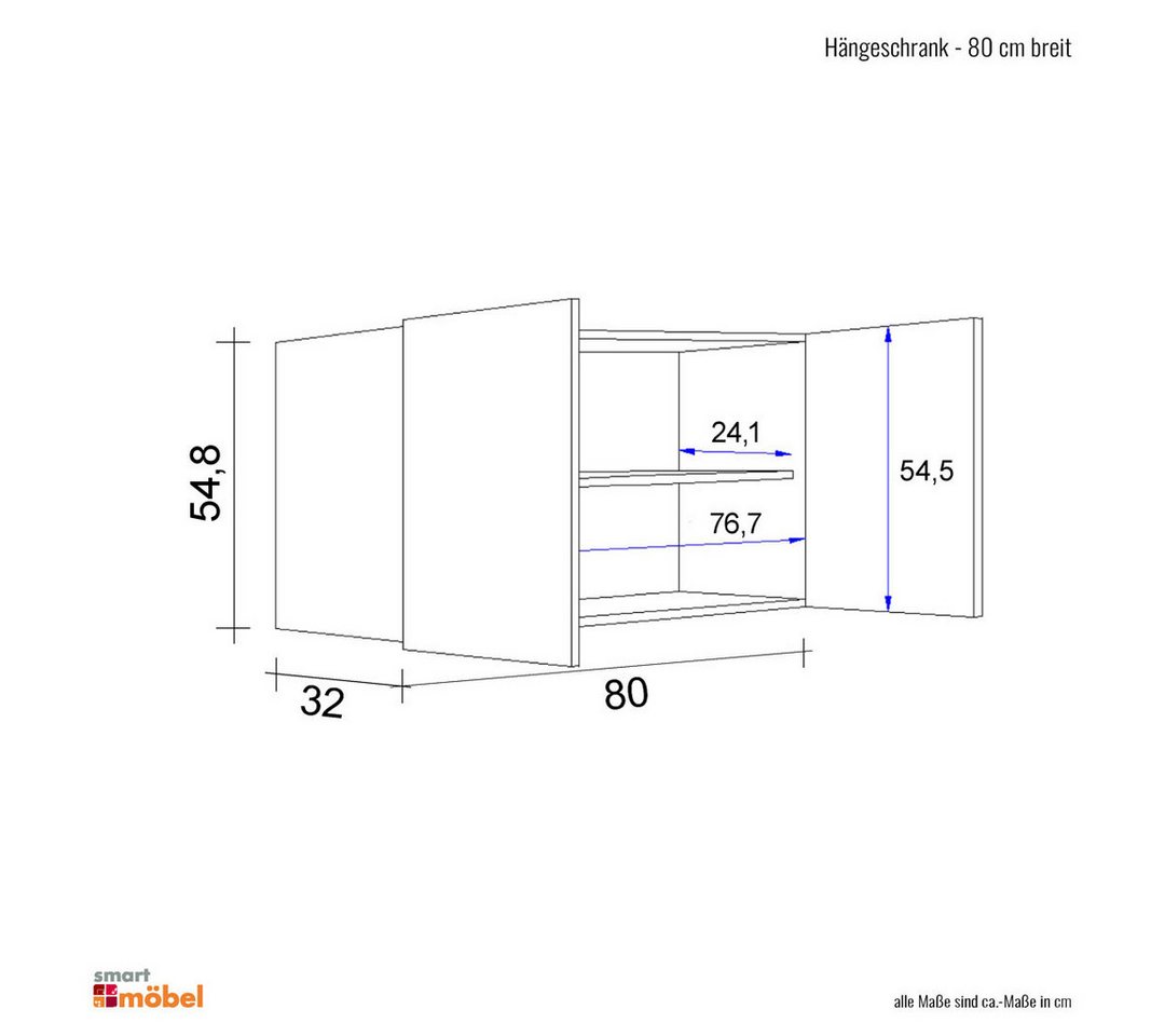 Flex-Well Hängeschrank Hängeschrank Küche - 80 cm breit - Sonoma Eiche – Salerno – Bild 4 von 5