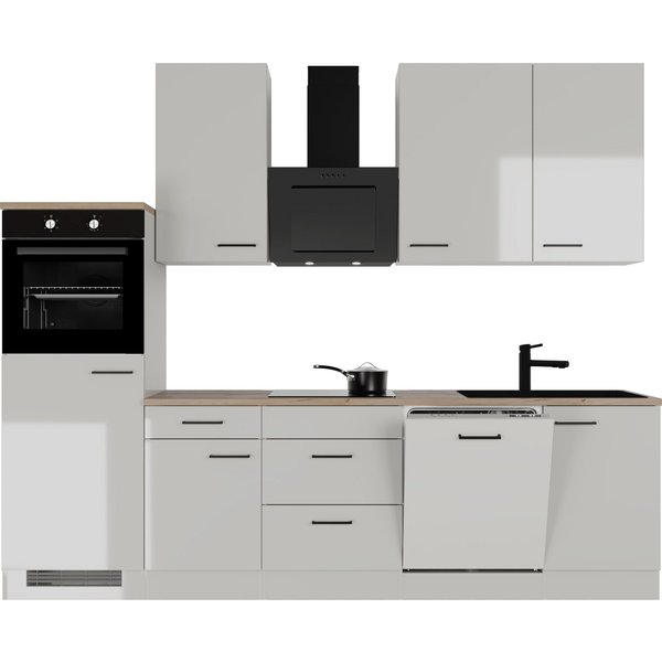 Flex-Well Küche Lund, wahlweise mit E-Geräten, Breite 280 cm, glänzende Fronten