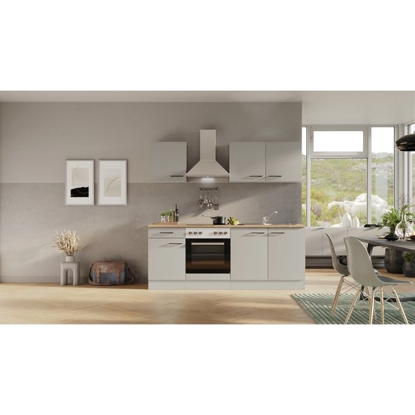 Flex-Well Küche Lund, mit E-Geräten, Gesamtbreite 210 cm,glänzende Fronten