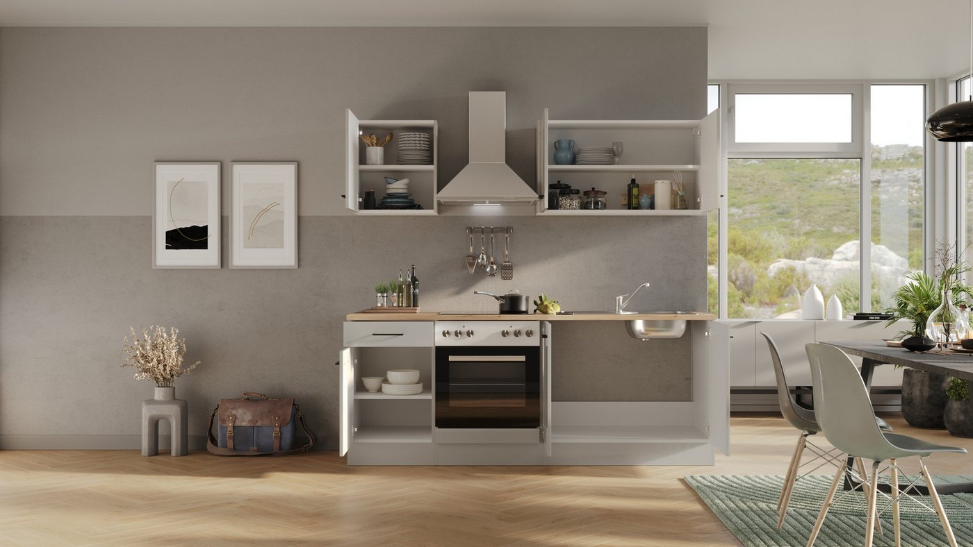 Flex-Well Küche Lund, mit E-Geräten, Gesamtbreite 210 cm,glänzende Fronten – Bild 2 von 5