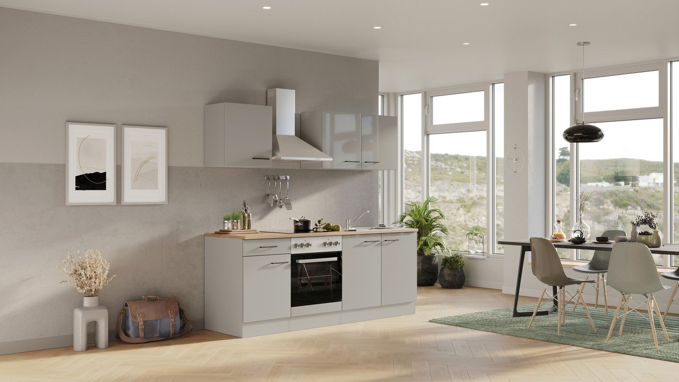 Flex-Well Küche Lund, mit E-Geräten, Gesamtbreite 210 cm,glänzende Fronten – Bild 3 von 5