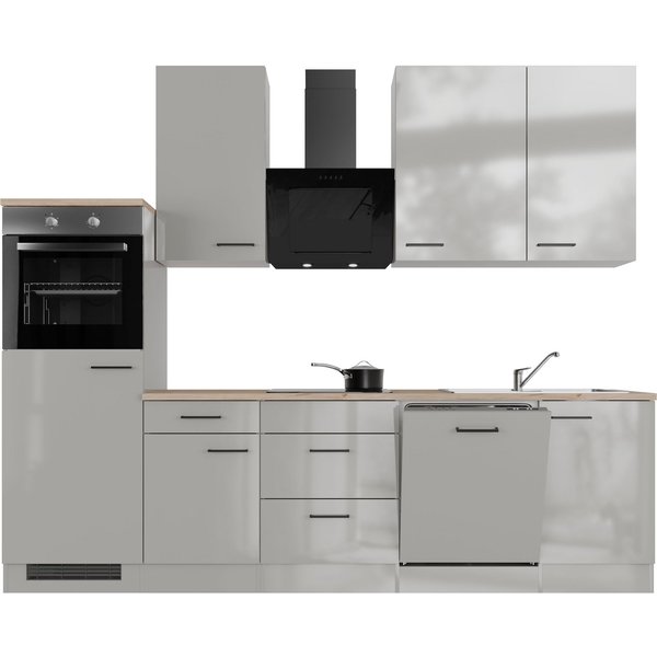 Flex-Well Küche Lund, wahlweise mit E-Geräten, Breite 280 cm, glänzende Fronten