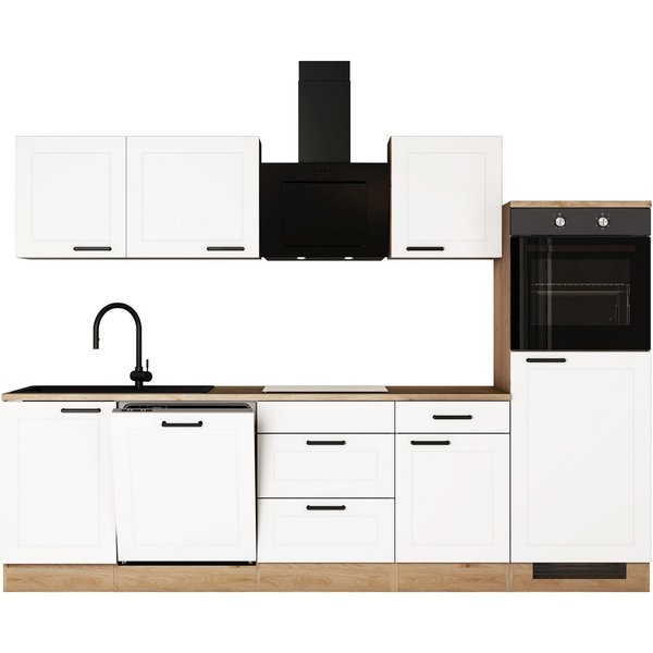 Flex-Well Küche ROMEO&JULIA, Breite 280cm, wahlweise mit E-Geräten und Spüle in edelstahl oder schwarz
