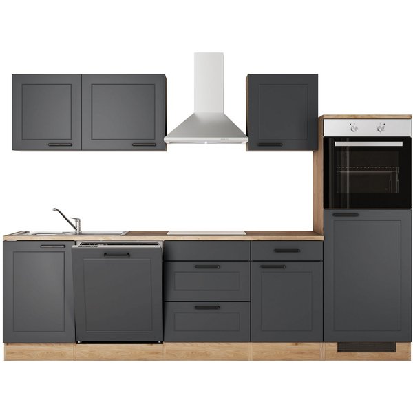 Flex-Well Küche ROMEO&JULIA, Breite 280cm, wahlweise mit E-Geräten und Spüle in edelstahl oder schwarz