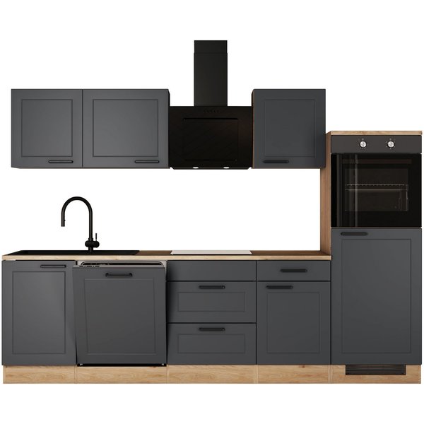 Flex-Well Küche ROMEO&JULIA, Breite 280cm, wahlweise mit E-Geräten und Spüle in edelstahl oder schwarz