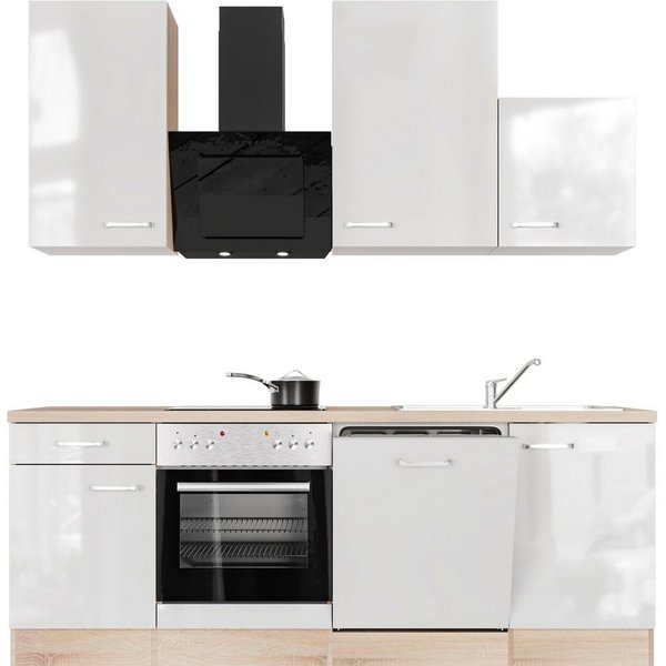 Flex-Well Küchenzeile Florenz, mit E-Geräten, Breite 220 cm, in vielen Farbvarianten erhältlich