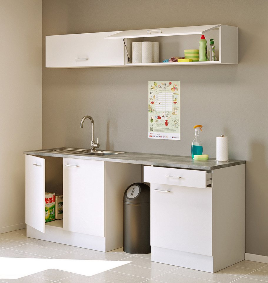 Flex-Well Küchenzeile LUCCA, 6-teilig, Hauswirtschaftsraum, Hobbyraum, Küche, Breite 210 cm, (Set), Kombination aus 4 Möbelteilen inkl. Arbeitsplatte und Einbau – Bild 2 von 5