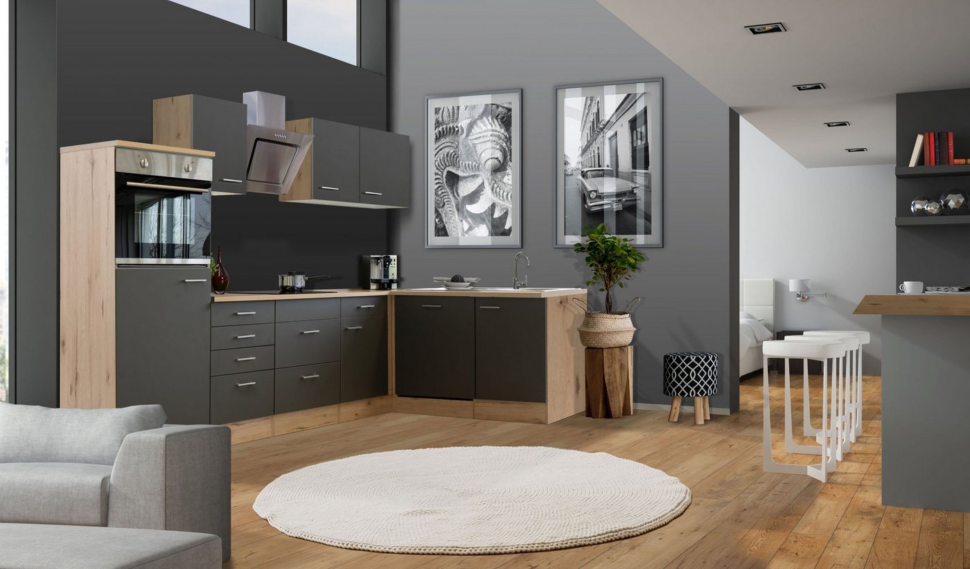 Flex-Well Küchenzeile Morena, wahlweise mit E-Geräten, Gesamtbreite 280x170 cm – Bild 3 von 5