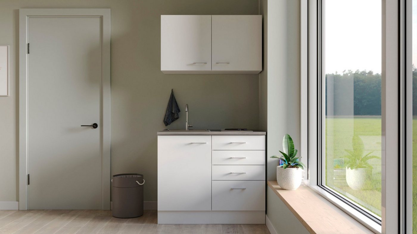 Flex-Well Pantryküche Lucca, Breite 100 cm, mit Kochfeld und Spüle, in weiteren Farben erhältlich – Bild 2 von 5