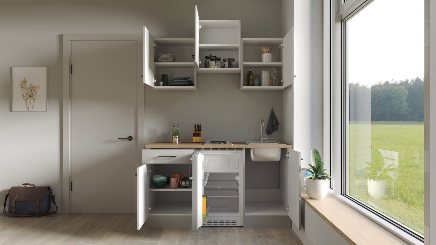 Flex-Well Pantryküche Lund, mit E-Geräten, Gesamtbreite 150,5 cm, gänzende Fronten – Bild 2 von 5