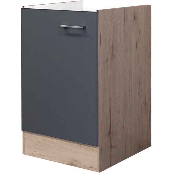 Flex-Well Spülenunterschrank Spülenunterschrank ohne Arbeitsplatte - 50 cm breit - Basaltgrau Matt