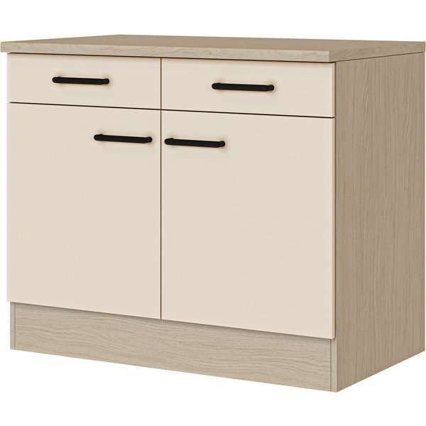 Flex-Well Unterschrank Creso (1-St) mit Einlegeboden, Arbeitsplatte und Metallgriffe