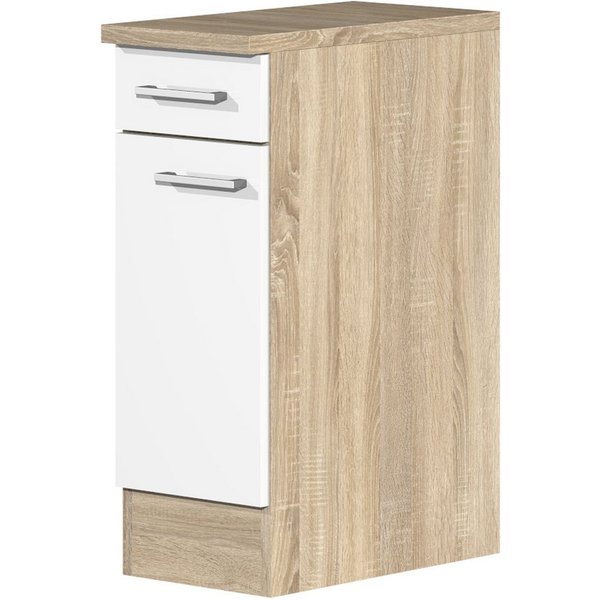 Flex-Well Unterschrank Küchenunterschrank - 30 cm breit - Weiß Sonoma Eiche – Salerno