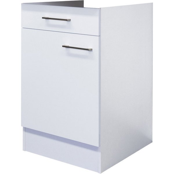 Flex-Well Unterschrank Küchenunterschrank ohne Arbeitsplatte - 50 cm breit - Weiß – Nawa