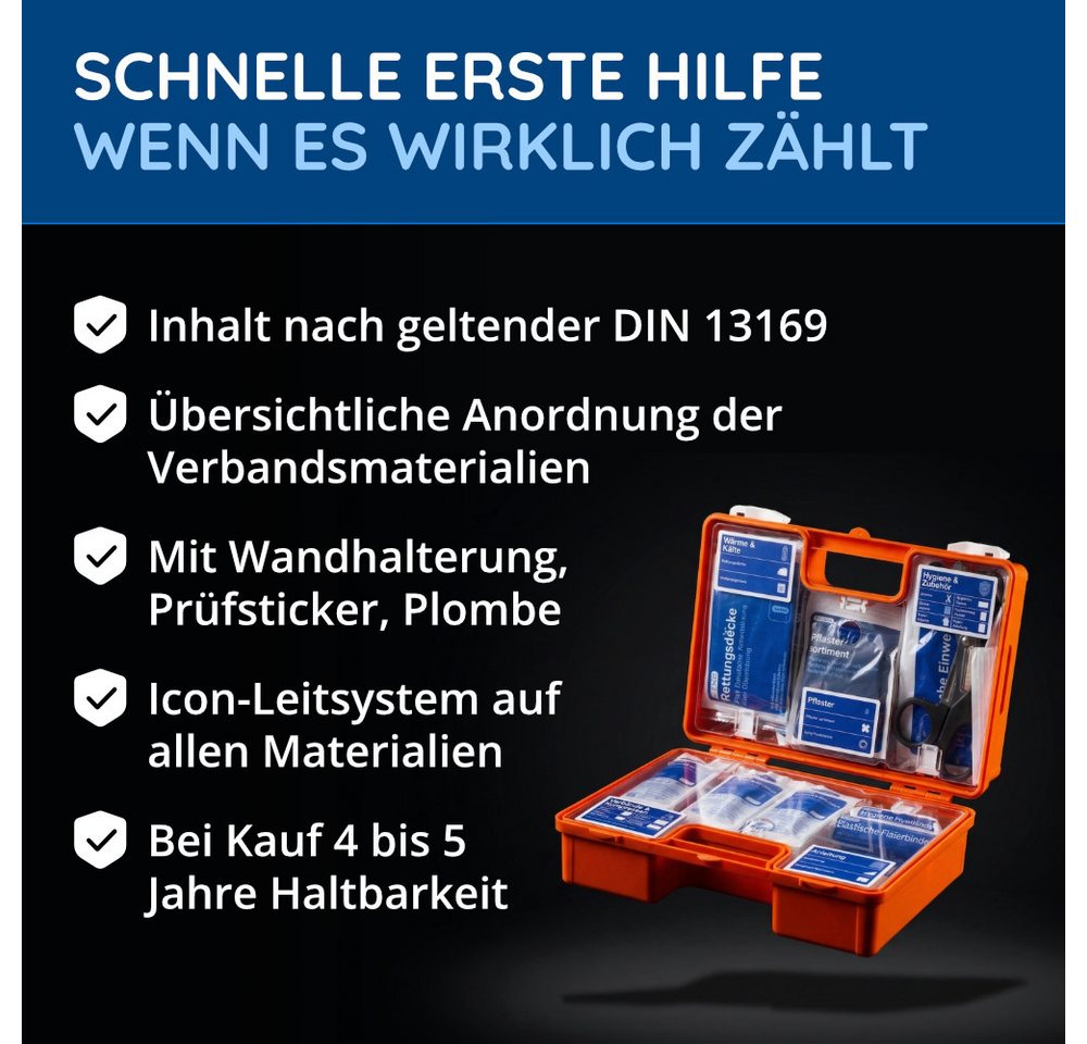 FLEXEO Erste-Hilfe-Koffer DIN 13169, (1 St), Verbandkasten für Unternehmen, öffentliche Einrichtungen, Zuhause – Bild 2 von 5