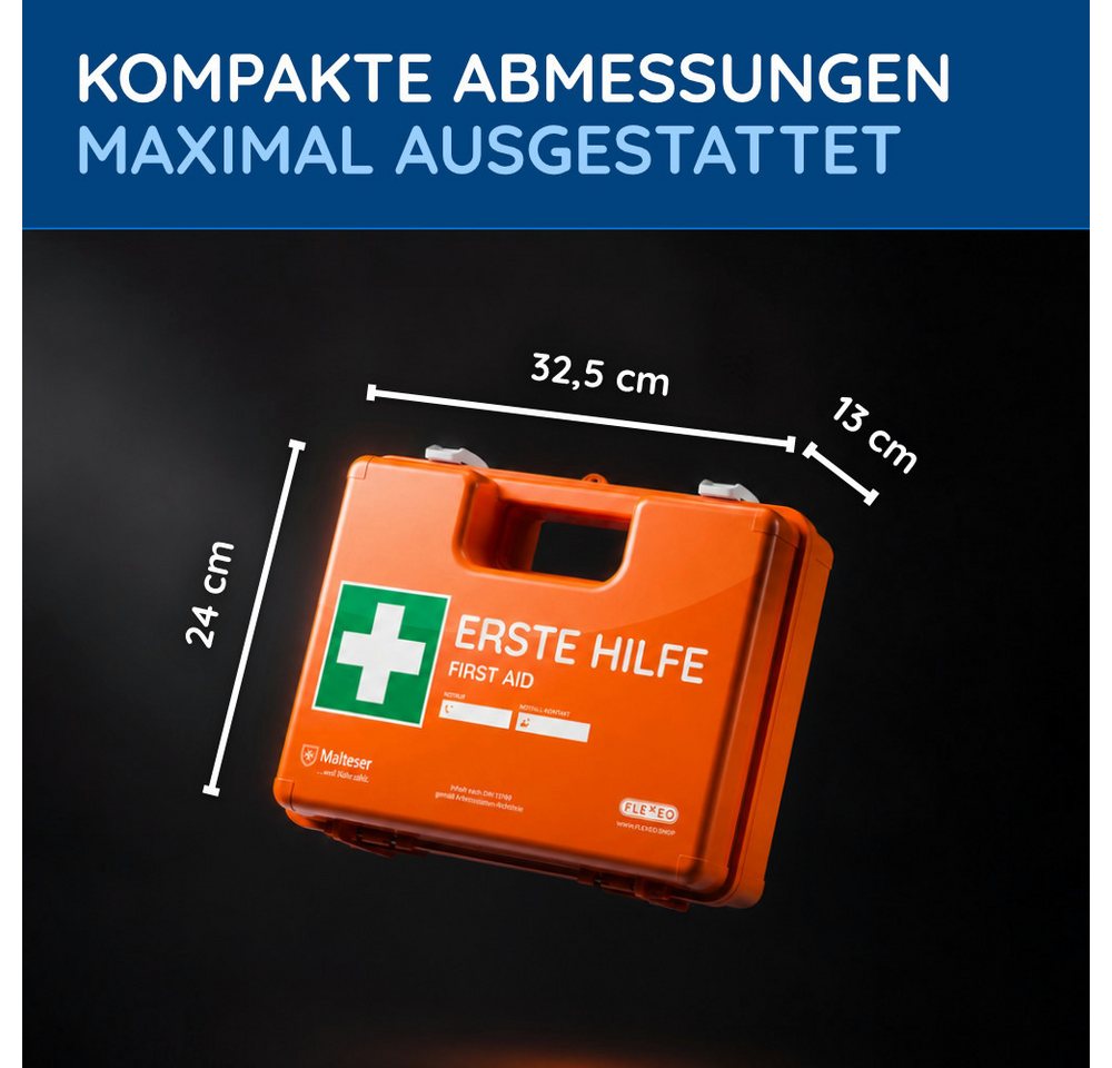 FLEXEO Erste-Hilfe-Koffer DIN 13169, (1 St), Verbandkasten für Unternehmen, öffentliche Einrichtungen, Zuhause – Bild 5 von 5