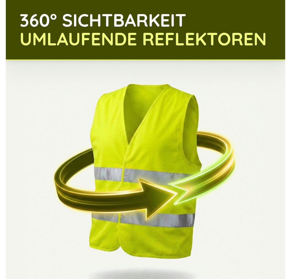 FLEXEO Warnweste DIN EN ISO 20471 (8-tlg) Sicherheitsweste fürs Auto PKW – Bild 5 von 5